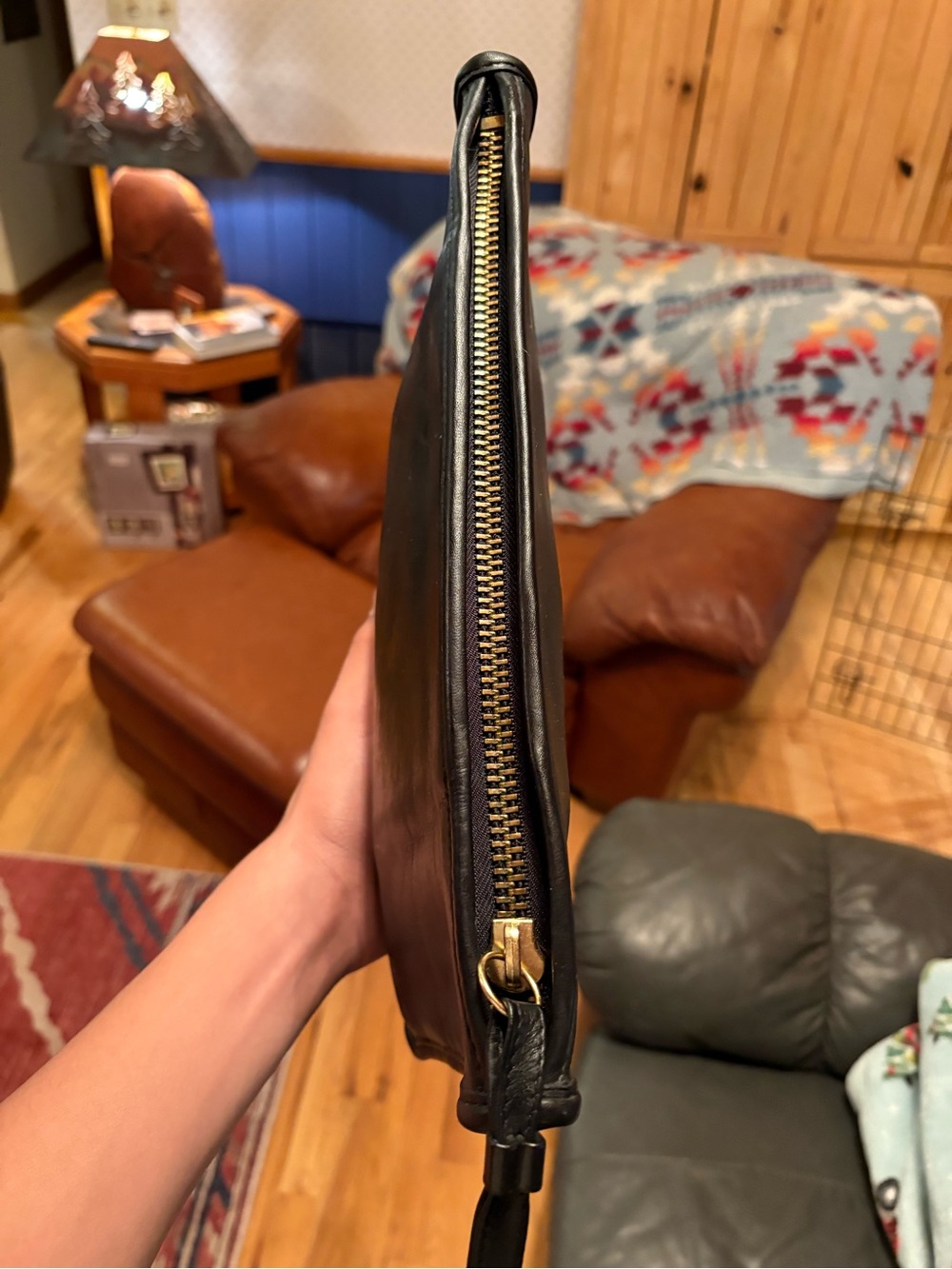 Vintage Coach 1990’s large coach black leather large slim clutch - Picture 4 of 7